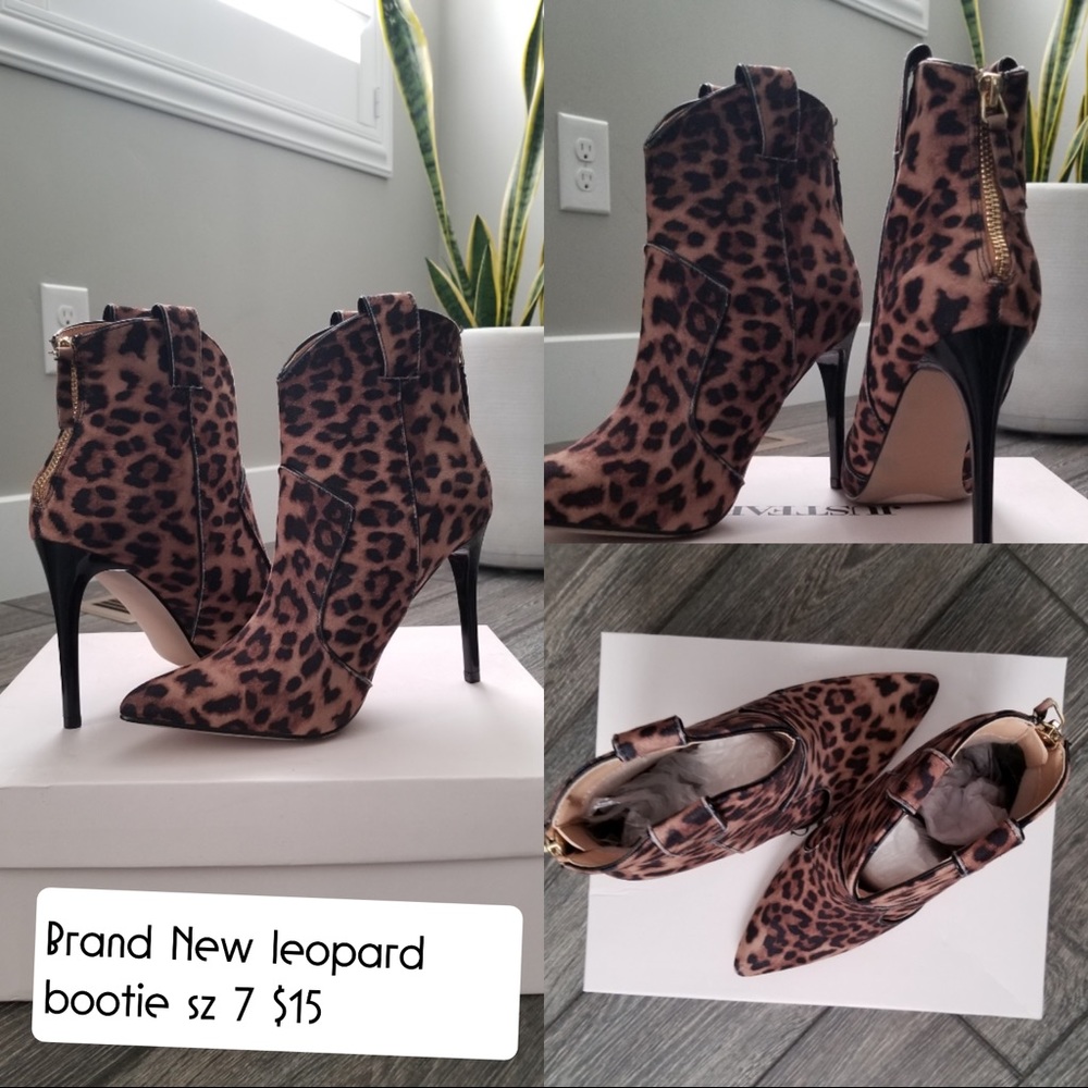 Leopard heel bootie